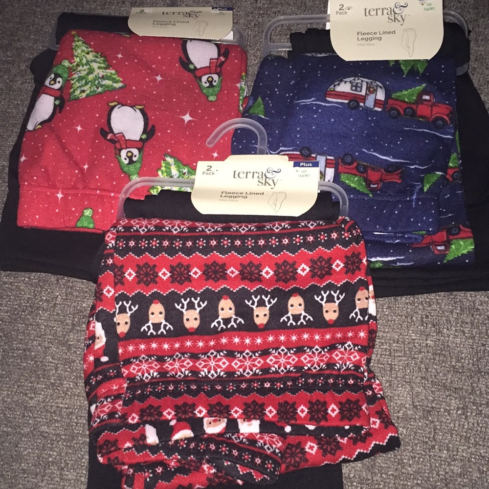 Christmas themed Fleece Lined Leggings Mid-Rise
